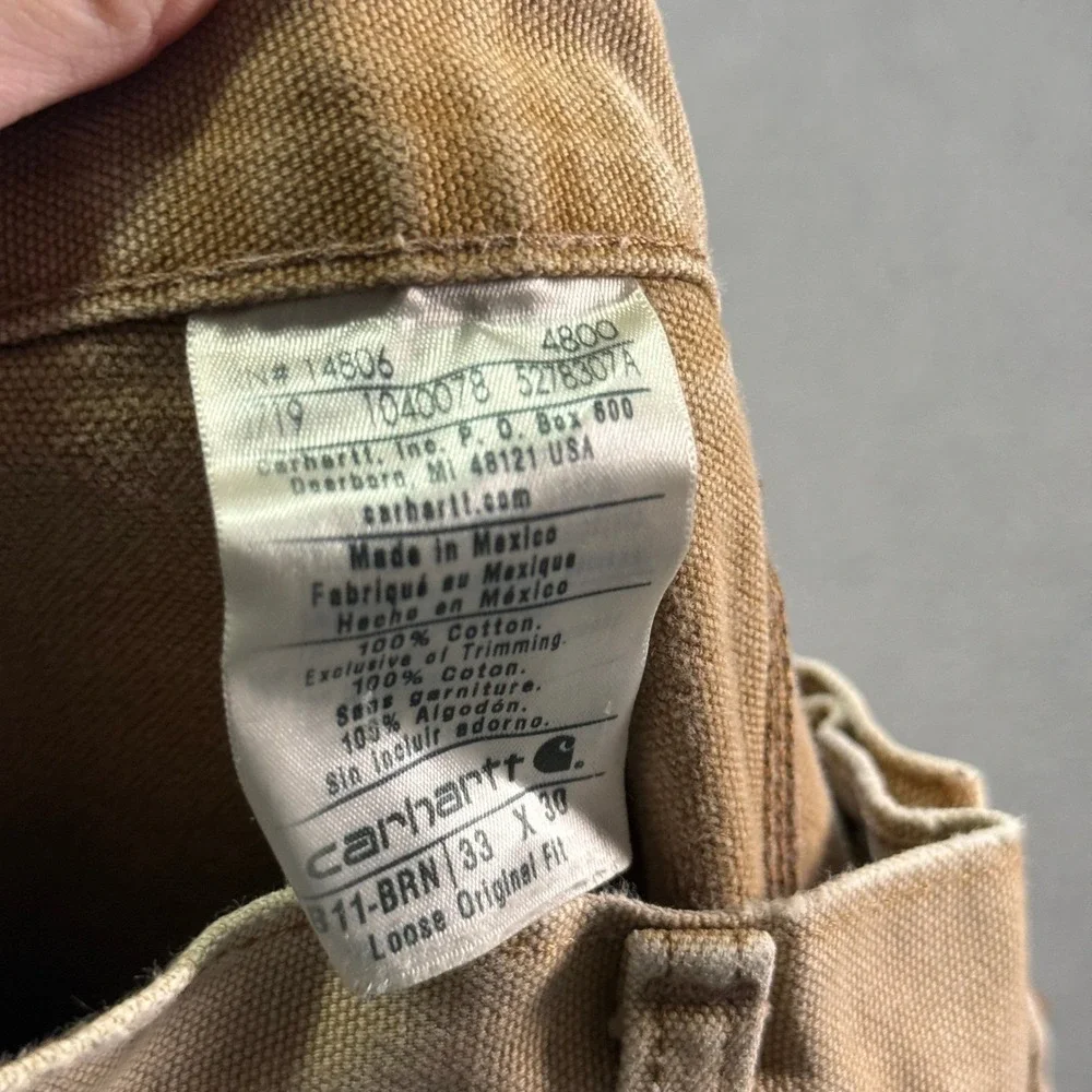Carhartt Carpenter Pants 33x30 Distressed Tan Cotton Duck Canvas B11 Workwear